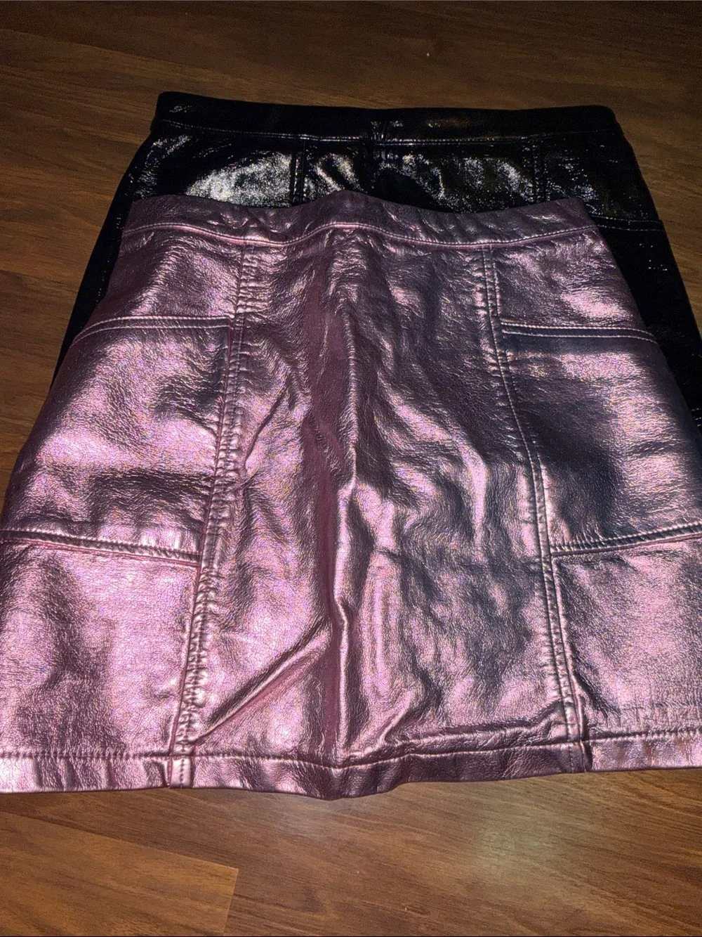 art class Metallic Pink and Black Vegan Leather Mini Skirts